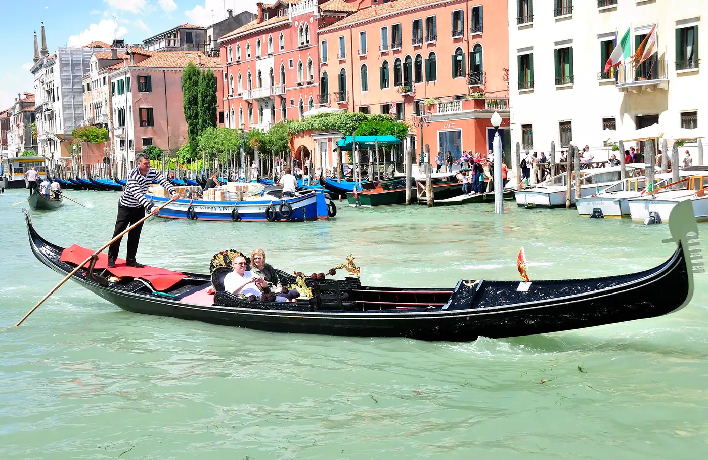 A gondola on a canal in Venice