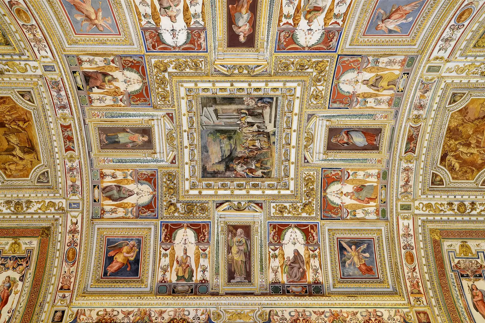 The painted ceiling of the Gallery of Maps in the Vatican Museums